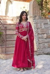 KA 1147 Faux Blooming Embroidery Work Gown With Dupatta Wholesale Online